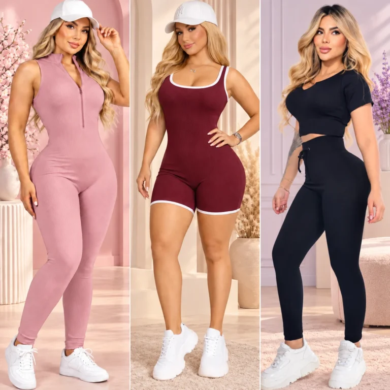 Tríptico pastel de moda athleisure